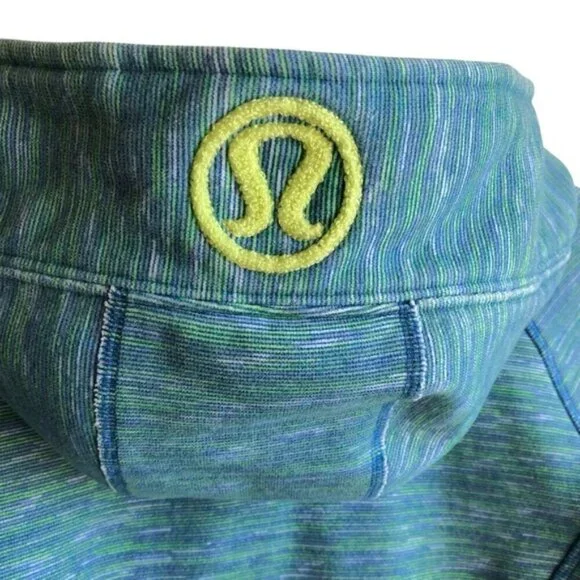 Lululemon Scuba Hoodie Size 6 Green Yellow Blue Stripes - Picture 7 of 11
